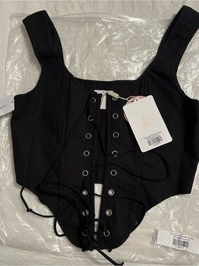 Selkie Black Lace-Up Corset